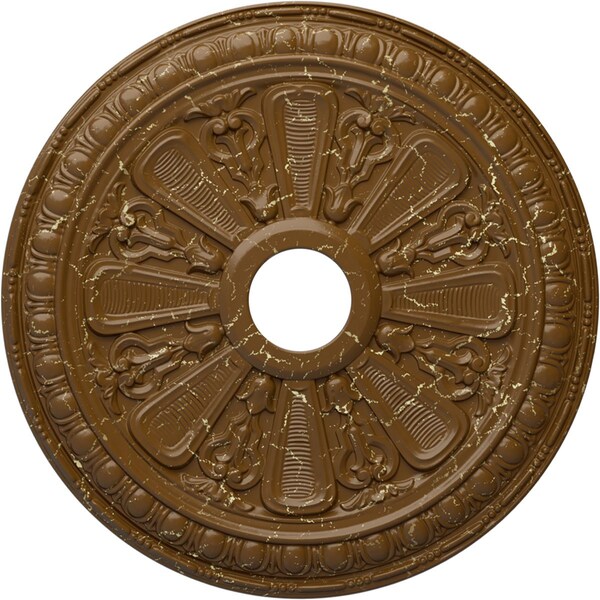 Ekena Millwork Bristol Ceiling Medallion (Canopies up to 3 7/8"), 23 1/2"OD x 3 7/8"ID x 1"P, Smokey Topaz Crackle CM23BISTC - main
